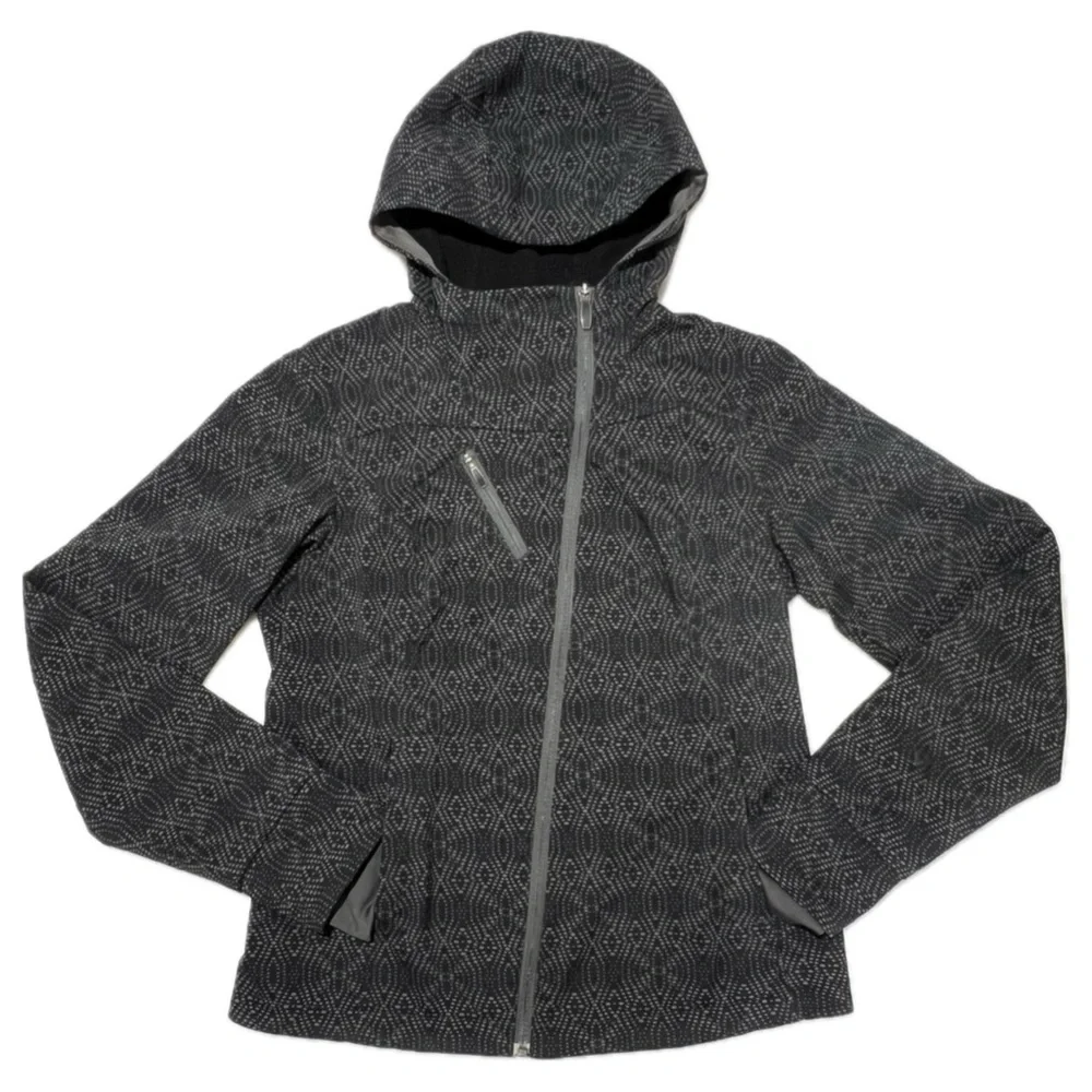 Columbia Jacket Asymmetrical Zip Omni-Shield Softshell Hooded Black Gray Medium